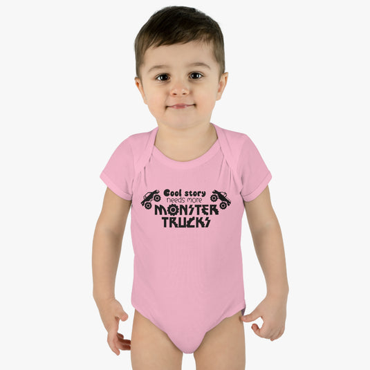 Adorable Monster Truck Baby Bodysuit - Cool Story, Cute Ride!