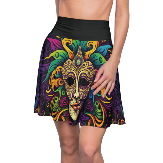 Psychedelic Mardi Gras Women's Skater Skirt - Trendy AOP