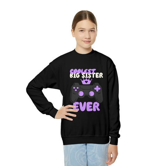 Trendy Youth Crewneck Sweatshirt: Coolest Big Sister Ever!