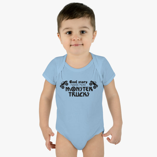 Adorable Monster Truck Baby Bodysuit - Cool Story, Cute Ride!