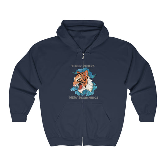 Roaring into 2023: Tiger New Year Unisex Zip-Up Hoodie