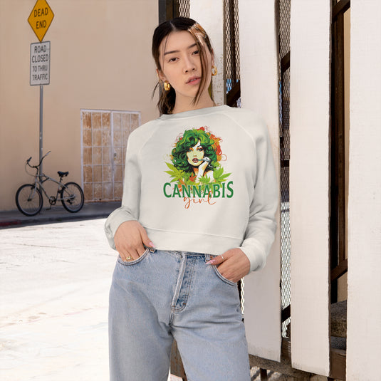 Trendy Cannabis Grind Women's Cropped Fleece: Stylish Comfort Elevated!