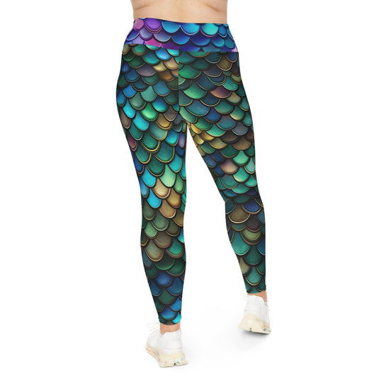 Trendy Plus Size Mermaid Pattern Leggings | AOP